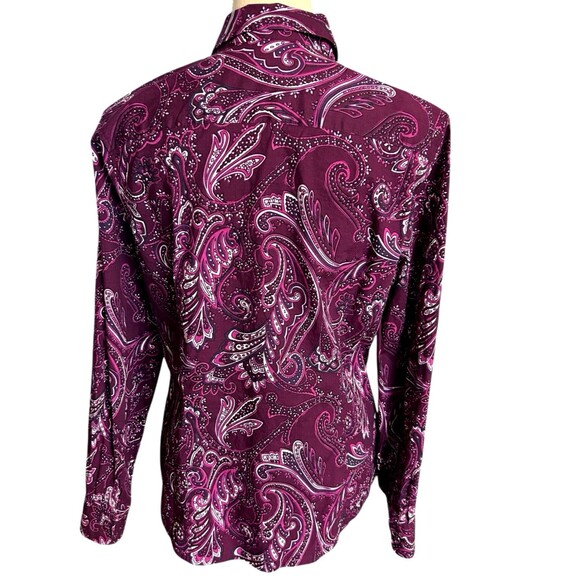 TALBOTS Womens Size 16 Button Down Blouse Paisley Long Sleeve Shirts Stretch - Picture 6 of 9
